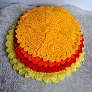 Handmade Retro Set of 6 Crochet Medium Boho Potholders Placemats Dishcloths